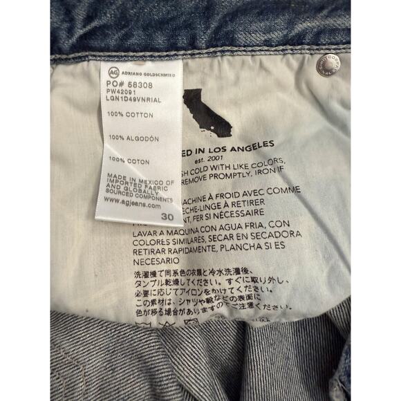 AG Saige Wide Leg Crop Jeans Women's 30 Blue High Rise Raw Hem Distressed Denim - Picture 7 of 9